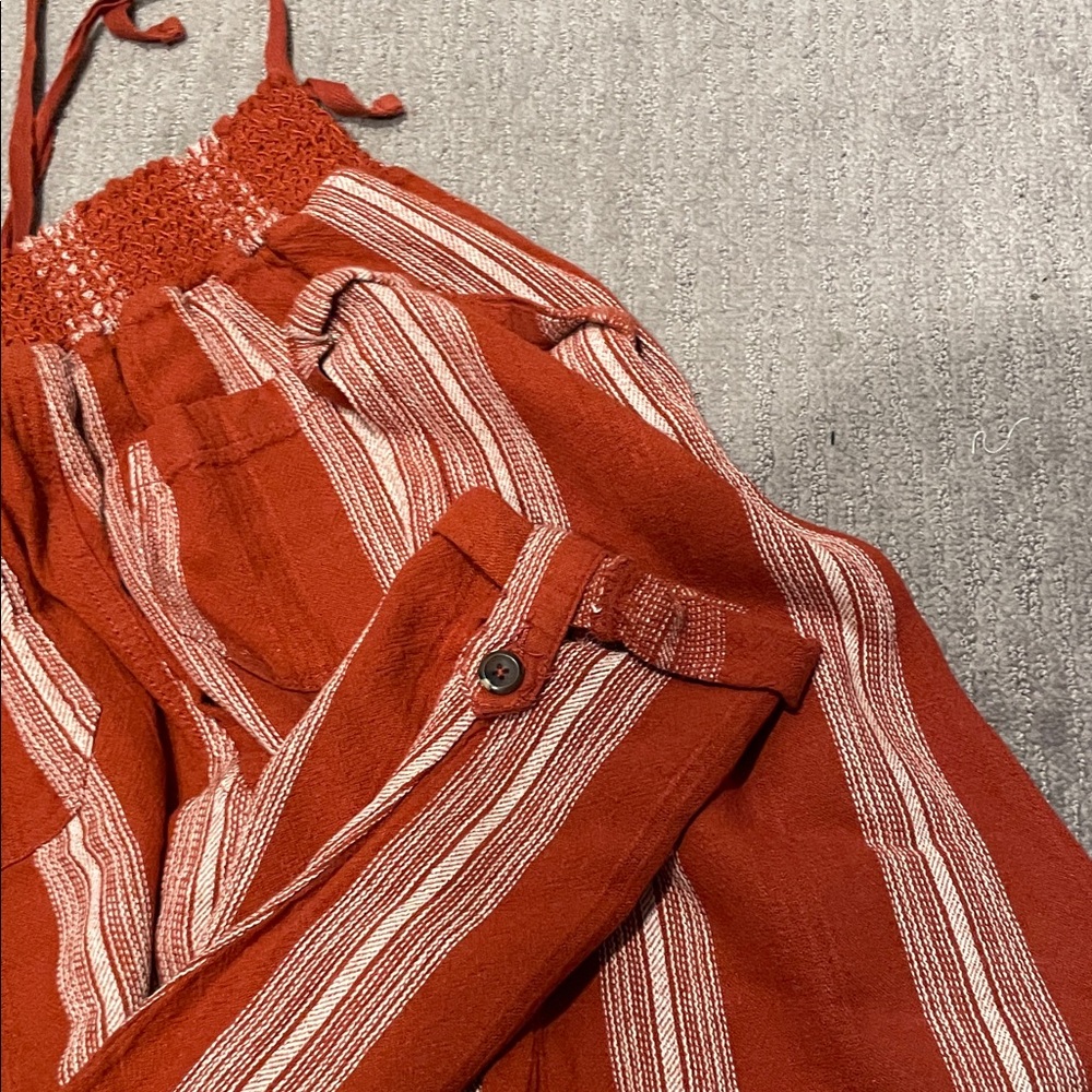 Rewash Orange and White Textured LinenPants - Picture 5 of 5